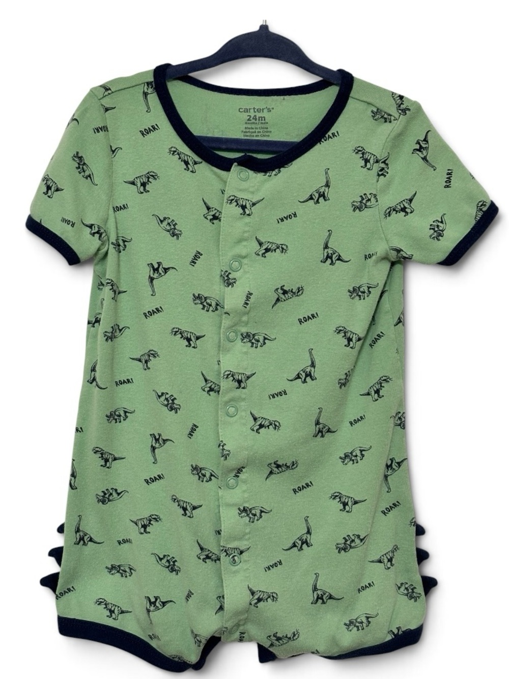 🎉(24m) Carter's Green Dinosaur Snap Front Romper